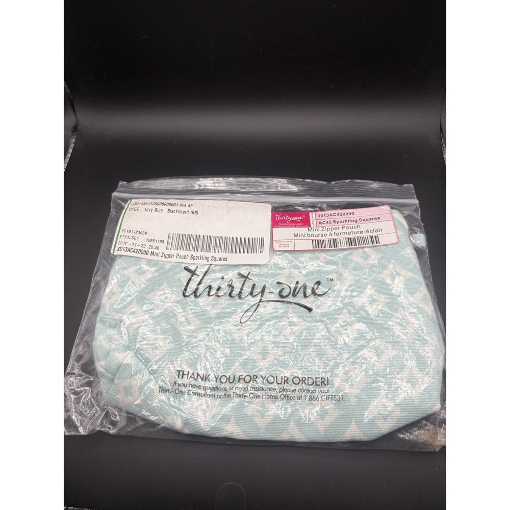 Thirty One RAGE Light Blue Pouch Cosmetic Makeup Bag Organizing Travel Bag NEW